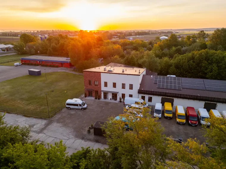 Bielpon o zachodzie słońca z lotu ptaka